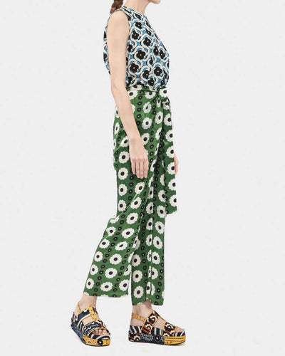 Satin Silk Print Sarong Long Pants