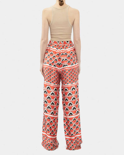 Satin Silk Print Long Pants