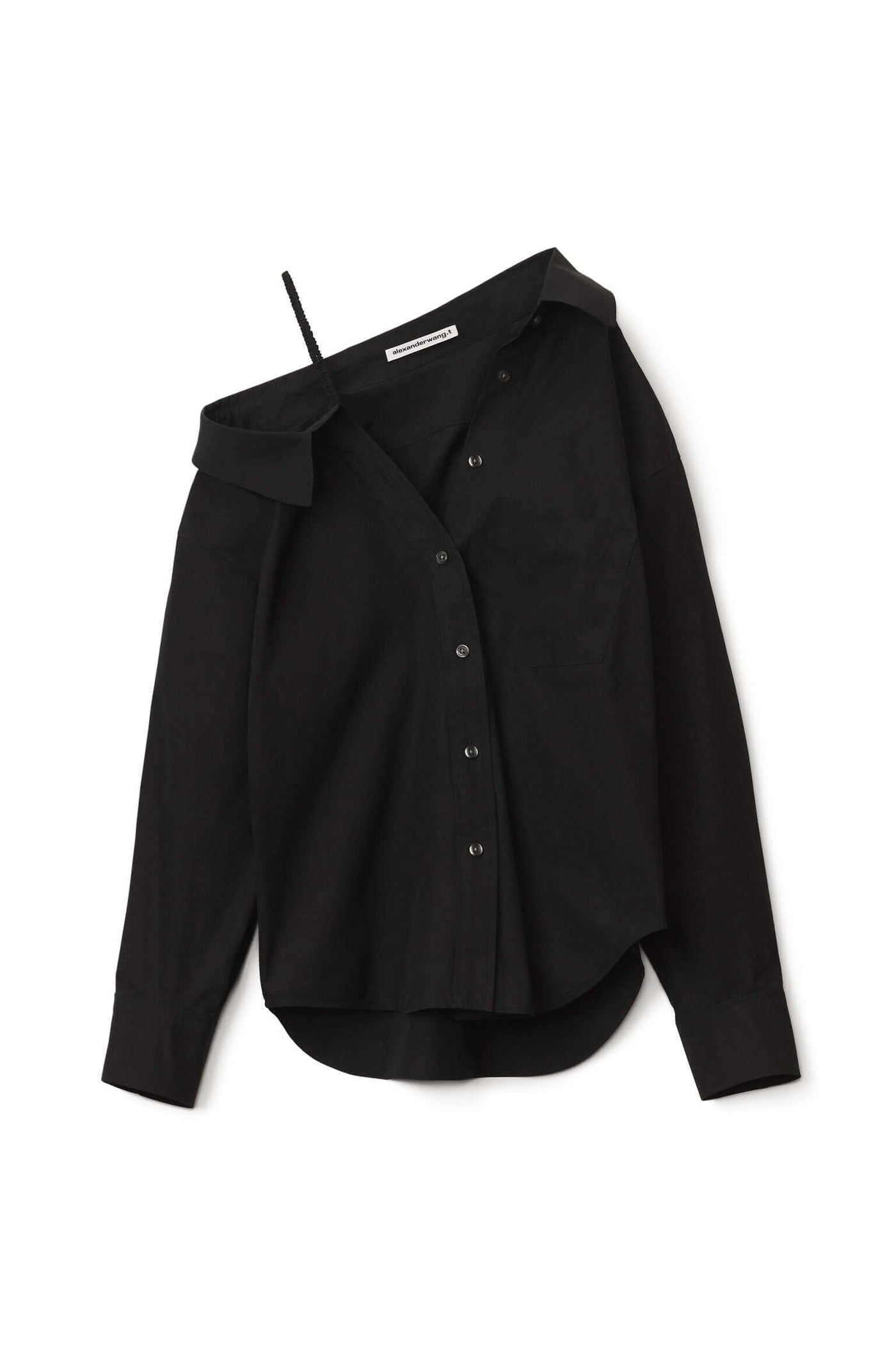 Off-Shoulder Shirt In Compact Cotton Black