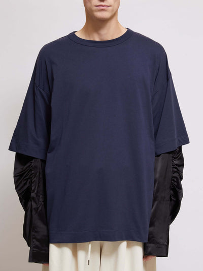 Oversized T-Shirt With Double Sleeve In Viscose Satin