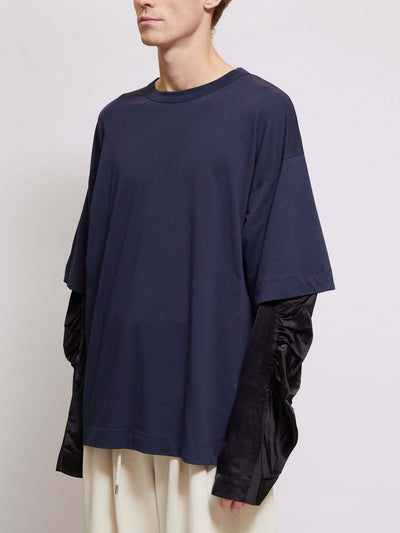 Oversized T-Shirt With Double Sleeve In Viscose Satin