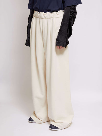 Oversized 3 Pleat Long Sweatshirt Pants With Elasticated Waistband