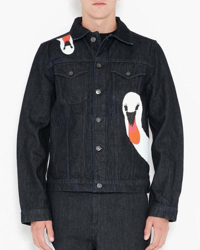 Printed Swan Denim Jacket