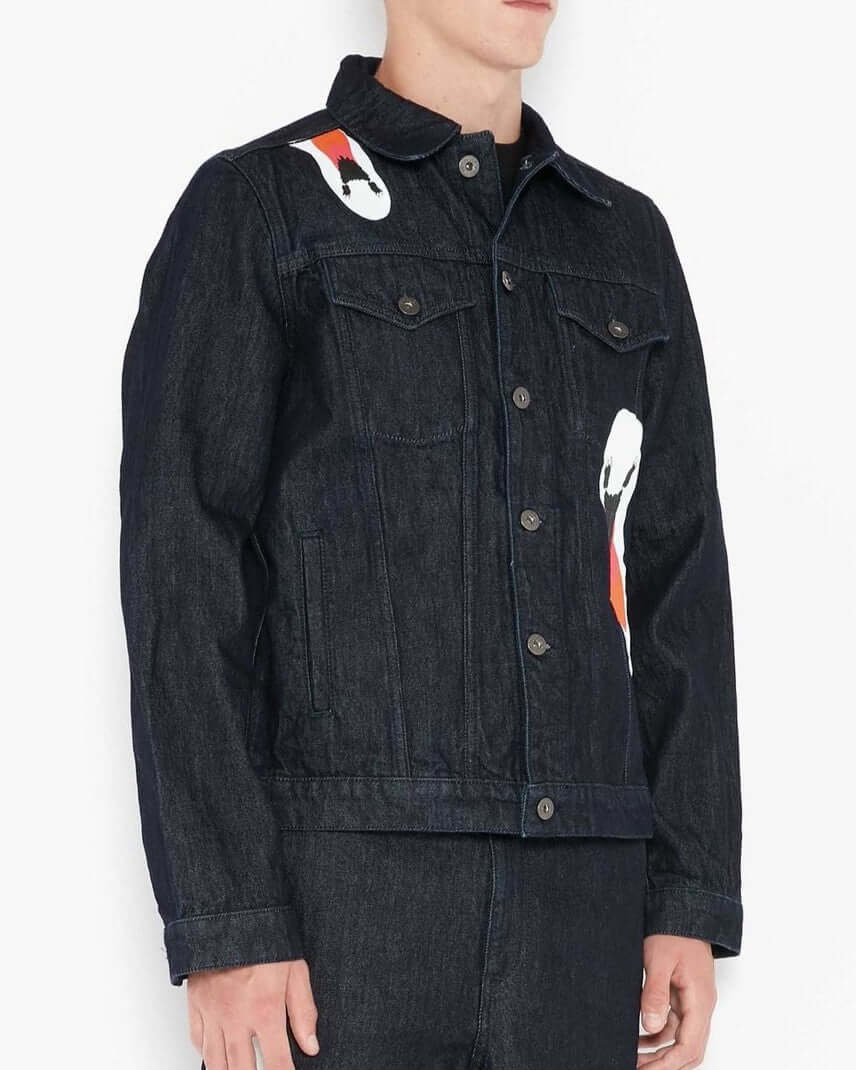 Printed Swan Denim Jacket