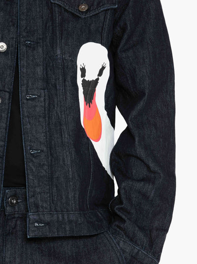 Printed Swan Denim Jacket