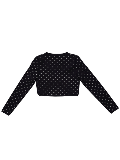    AlexanderWang-CrystalLogoV-NeckCroppedCardiganBlack2