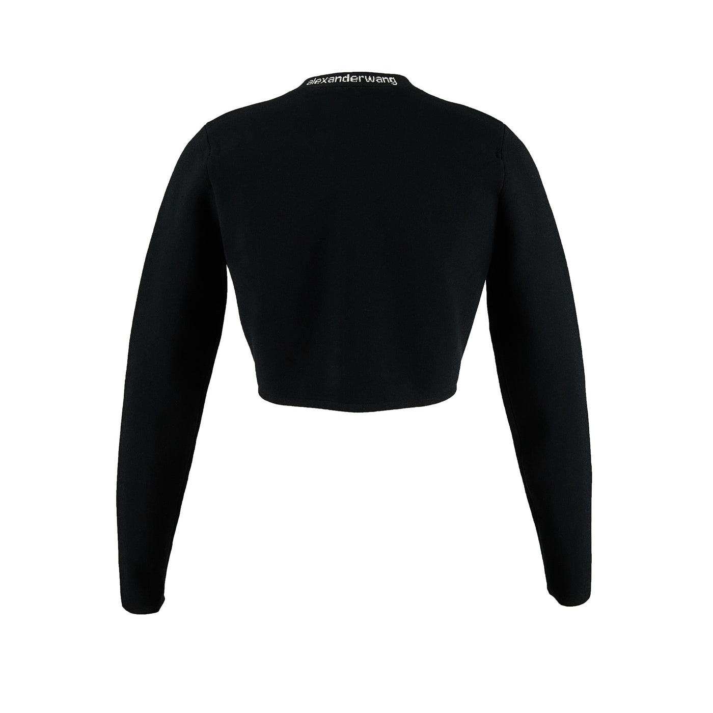 AlexanderWang-JacquardLongSleeveLogoCardiganinStretchKnit-Black-2