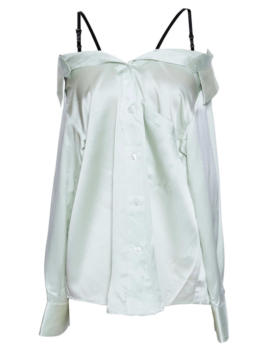 AlexanderWang-OffShoulderBoyfriendShirtWithBraStrapsGreen1