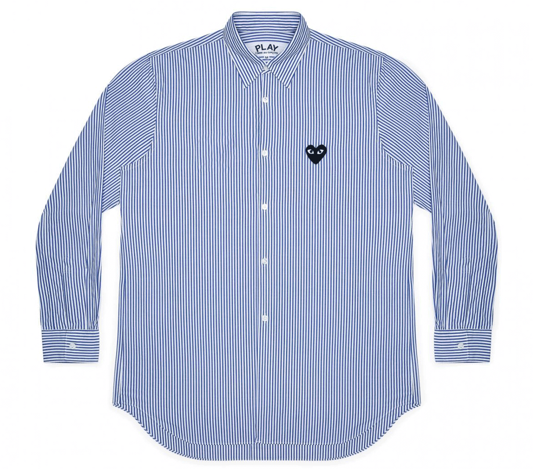 Comme-des-Garcons-Play-Black-Heart-Long-Sleeve-Striped-Shirt-Women-Blue-1