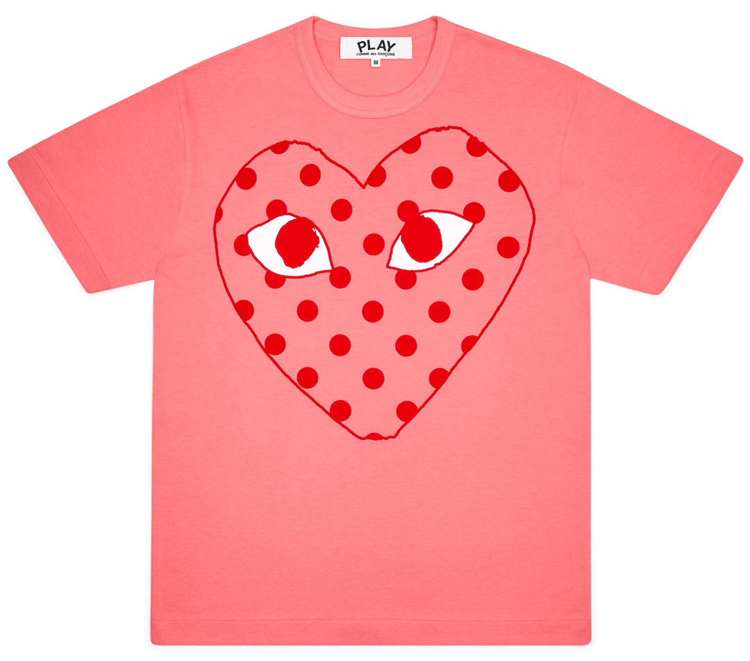 Comme-des-Garcons-Play-Bright-Red-Spotted-Heart-T-Shirt-Men-Pink-1