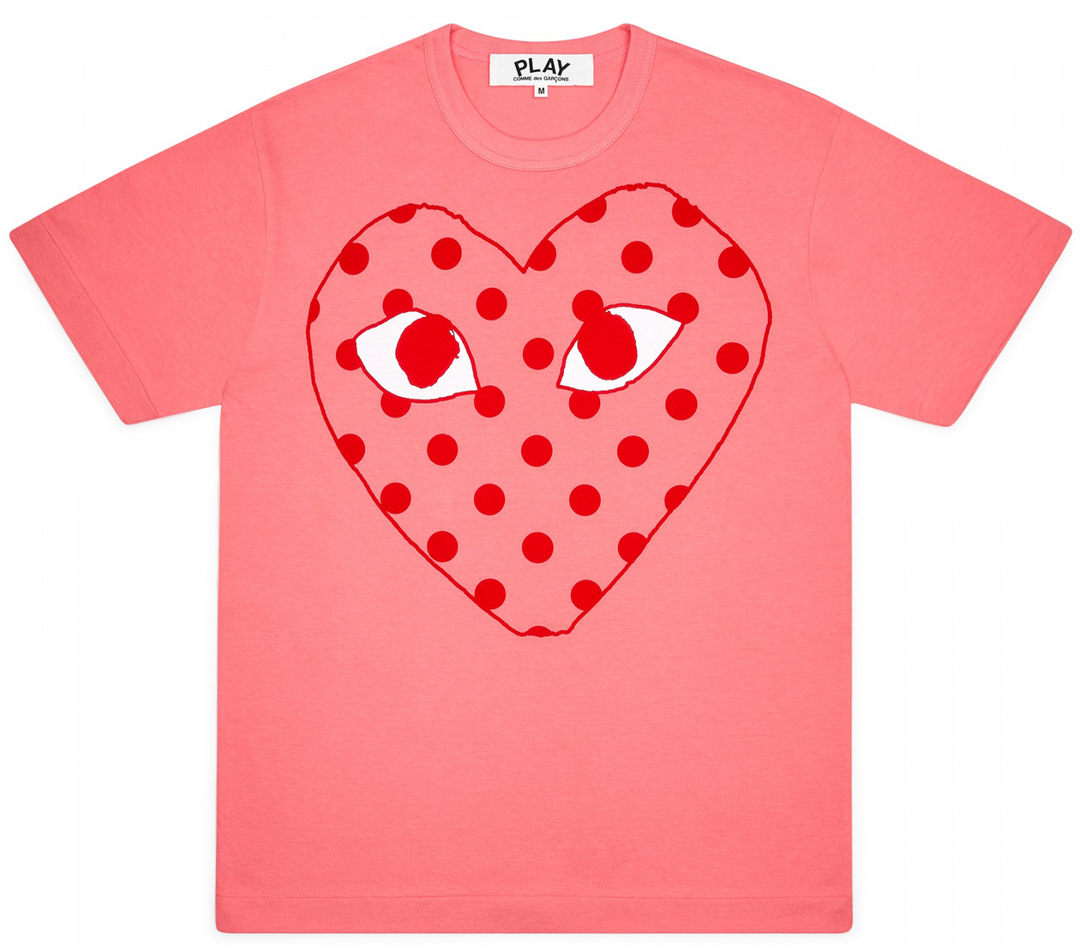 Comme des Garcons Play Bright Red Spotted Heart T-Shirt Women Pink 1