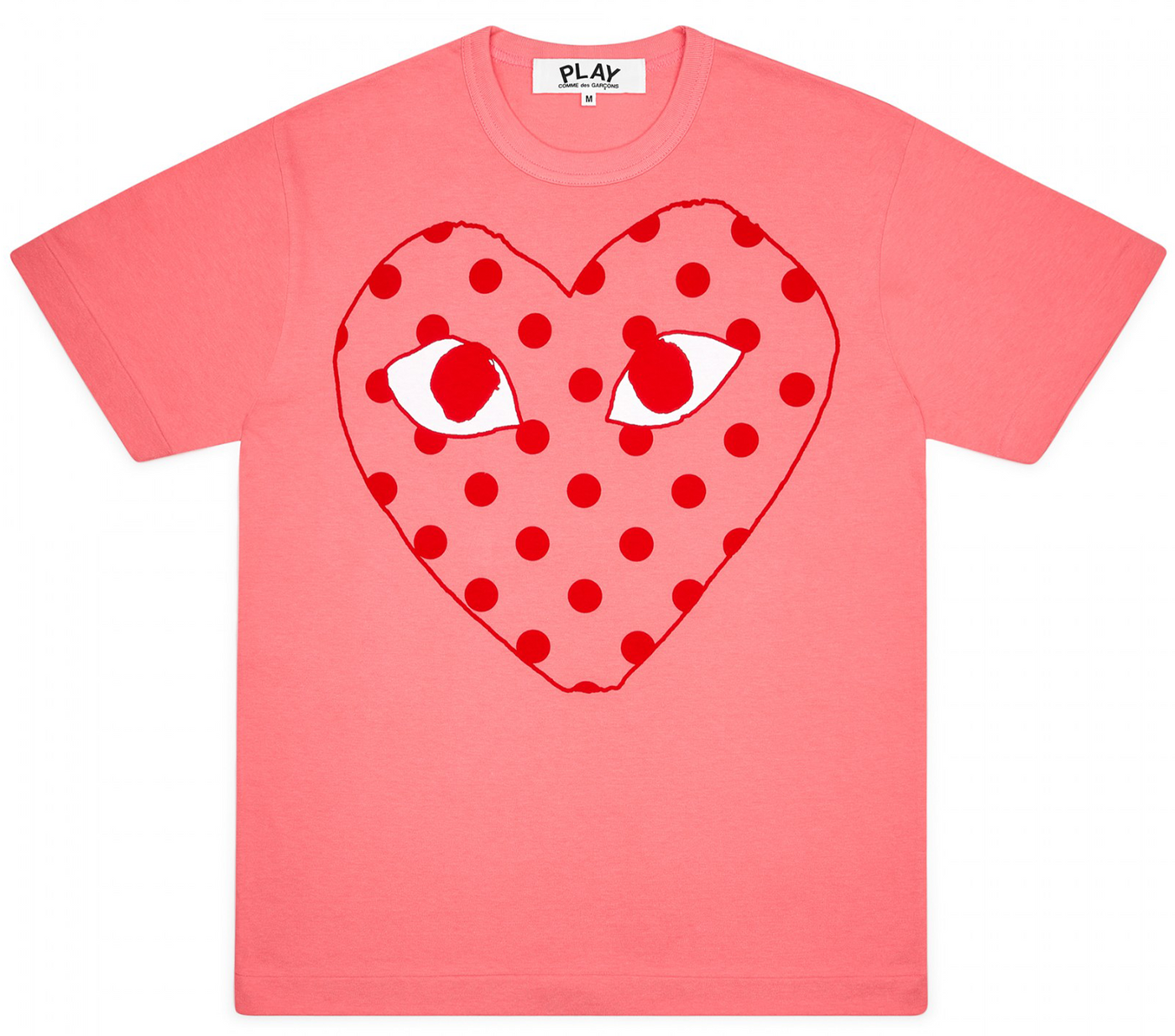 Comme des Garcons Play Bright Red Spotted Heart T-Shirt Women Pink 1
