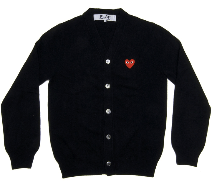 Cardigan With Red Heart Men (Black)