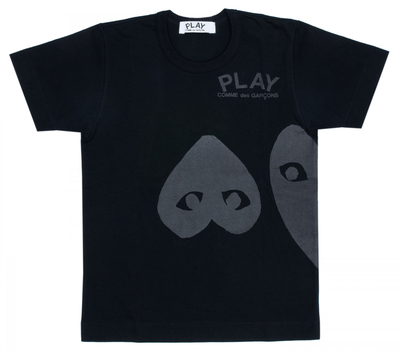 Comme-des-Garcons-Play-Double-Grey-Heart-T-Shirt-Women-Black-1