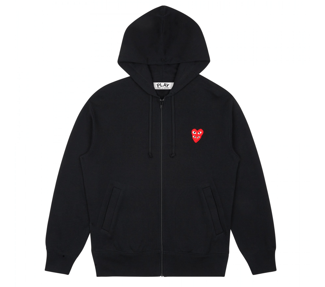 Comme-des-Garcons-Play-Double-Red-Emblem-Zip-Up-Hoodie-Men-Black-1