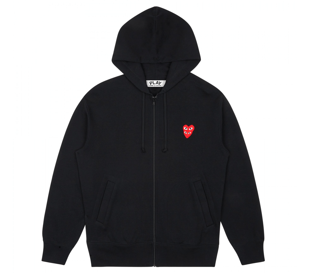Comme-des-Garcons-Play-Double-Red-Emblem-Zip-Up-Hoodie-Women-Black-1