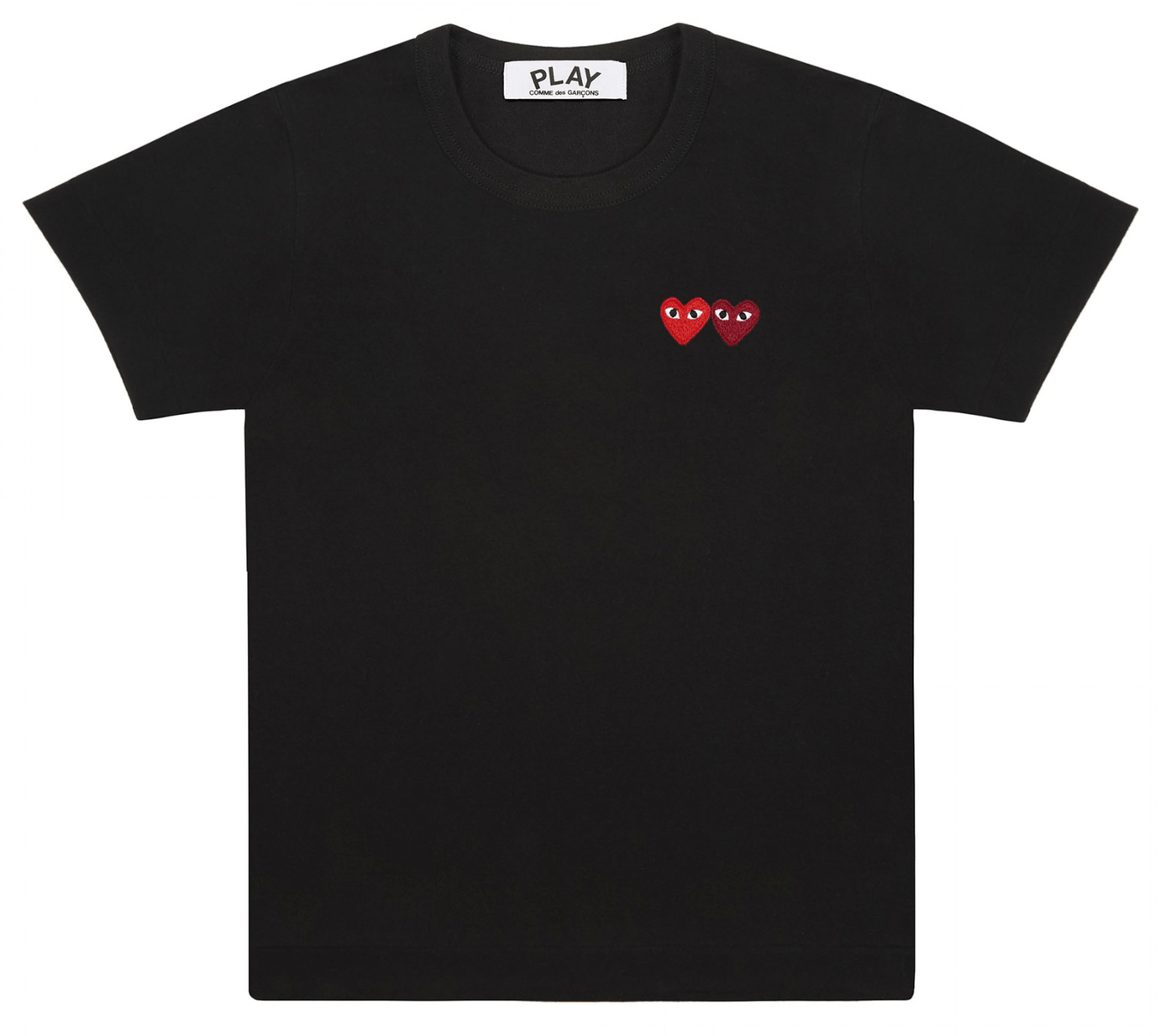 Comme-des-Garcons-Play-Embroidered-Logo-Double-Heart-Cotton-T-Shirt-Men-Black-1
