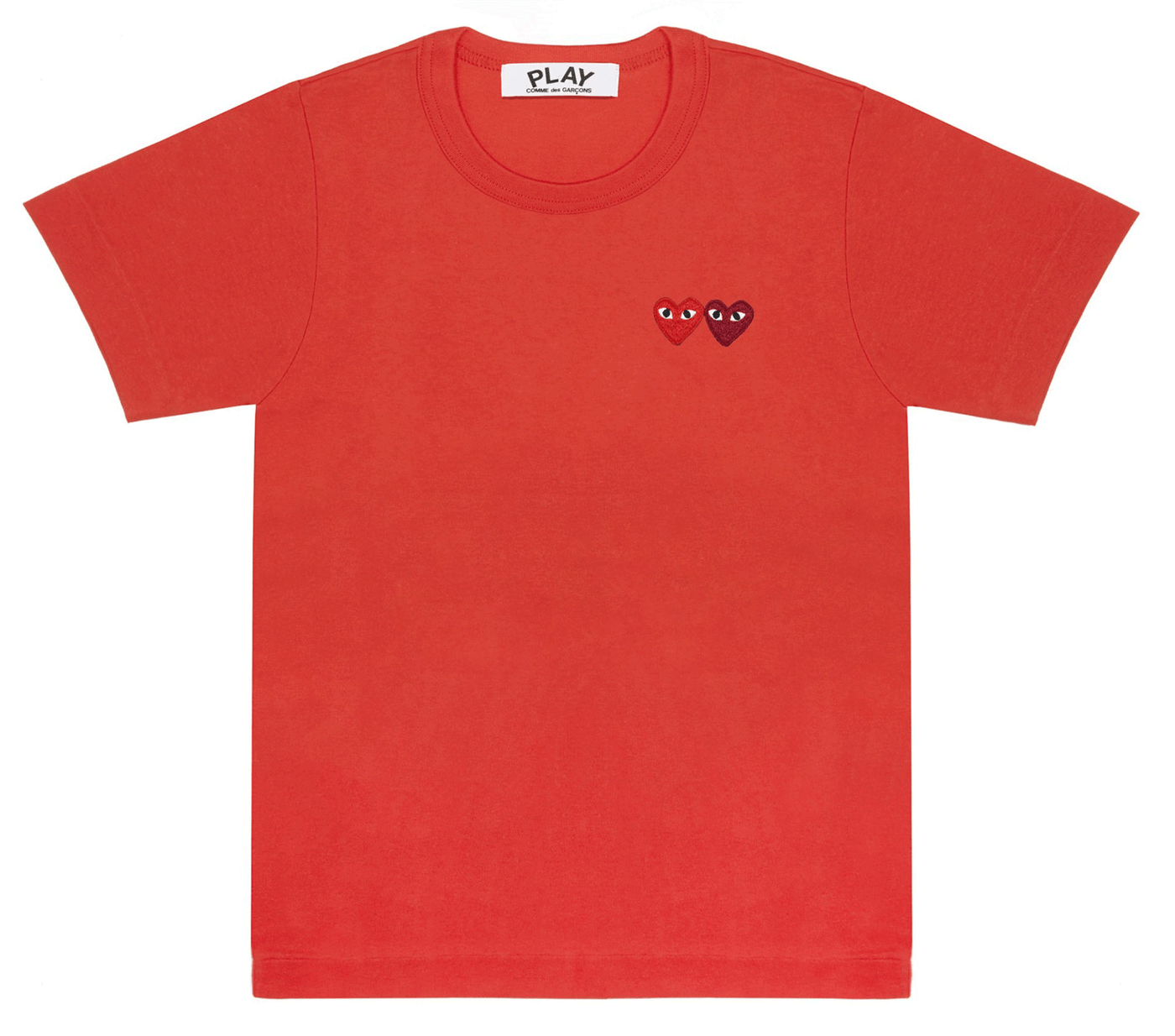 Comme-des-Garcons-Play-Embroidered-Logo-Double-Heart-Cotton-T-Shirt-Men-Red-1