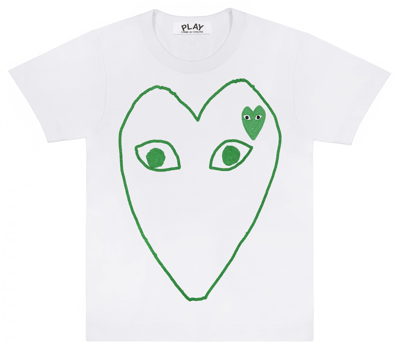 Comme-des-Garcons-Play-Green-Heart-Outline-T-Shirt-Women-White-1
