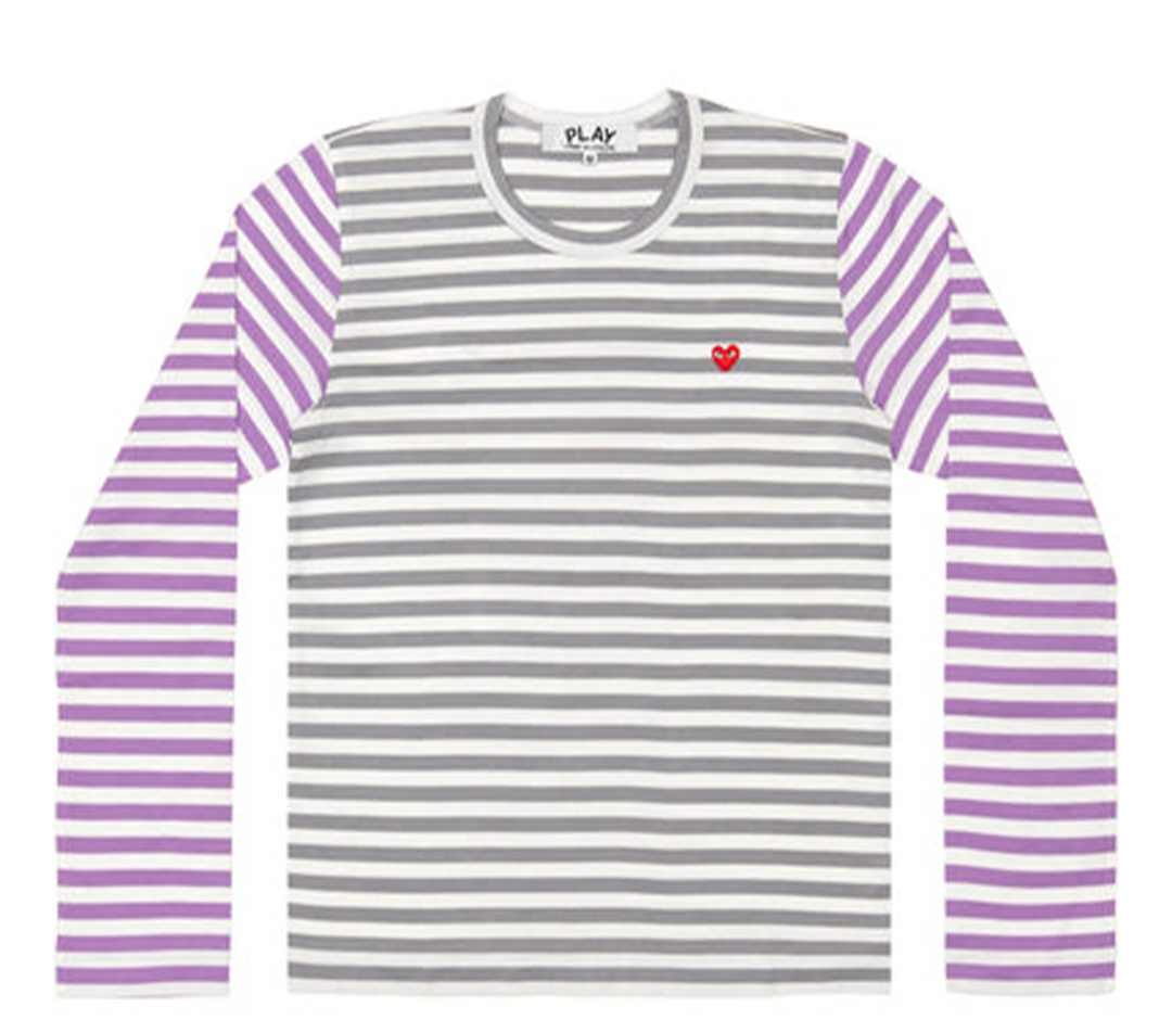 Comme des Garcons Play Long Sleeve Stripe Bi-Colour Men Grey 1