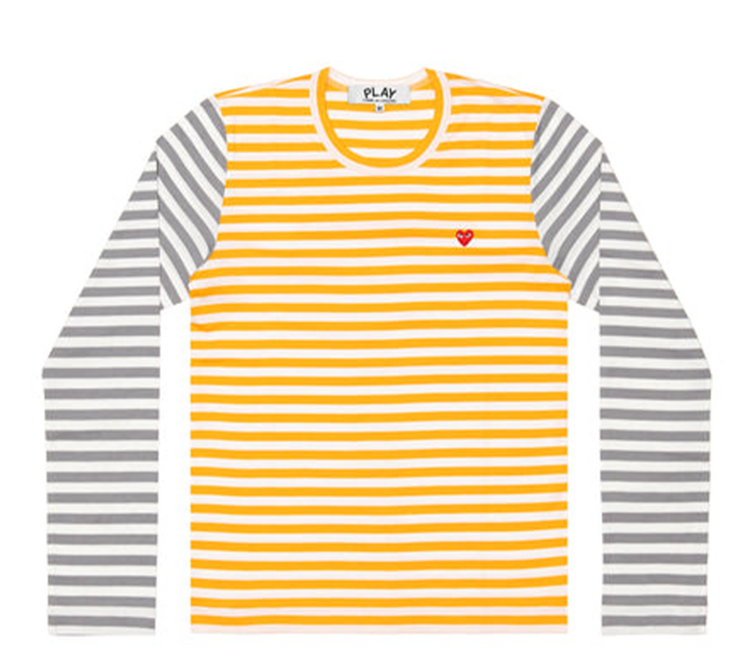 Comme des Garcons Play Long Sleeve Stripe Bi-Colour Men Yellow 1