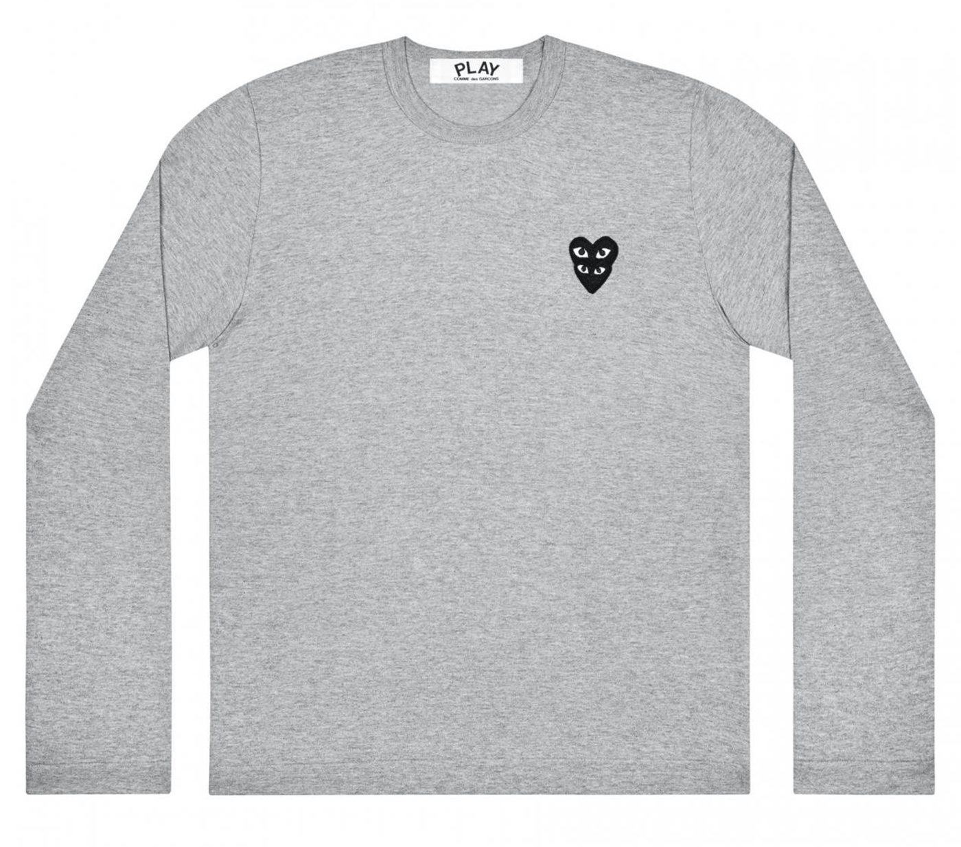 Comme-des-Garcons-Play-Long-Sleeve-T-Shirt-With-Stacked-Black-Emblem-Men-Grey-1