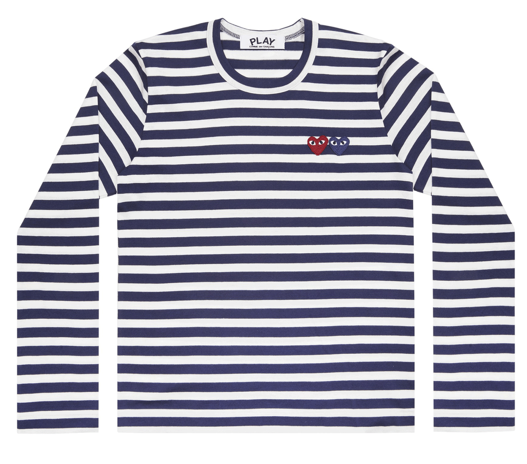 Comme-des-Garcons-Play-Long-Sleeved-T-Shirt-With-Double-Emblem-Men-Blue-1