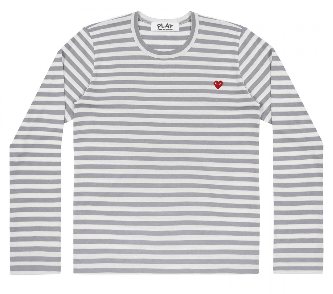 Comme-des-Garcons-Play-Long-Sleeved-T-Shirt-With-Little-Red-Emblem-Men-Grey-1