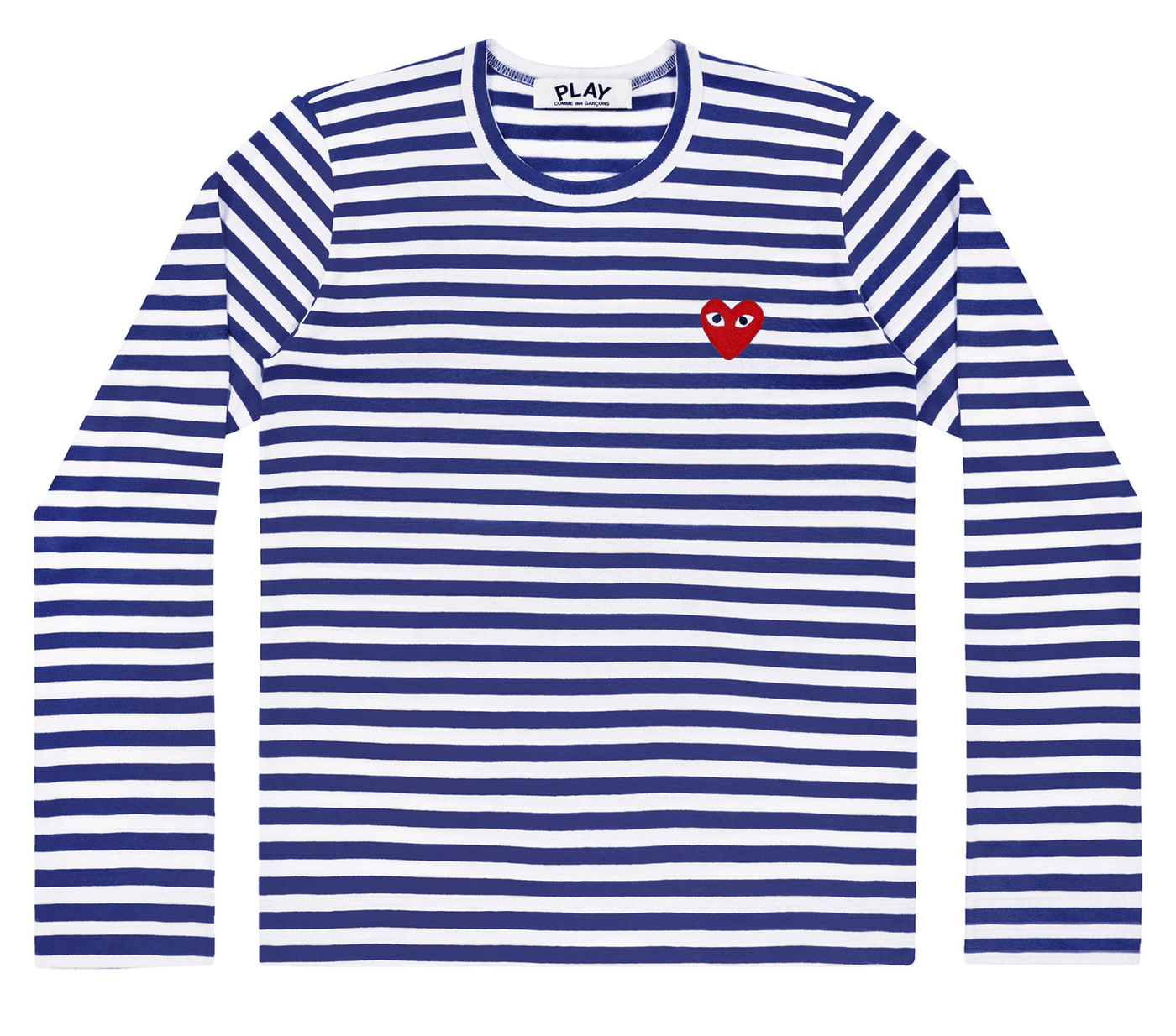 Comme-des-Garcons-Play-Long-Sleeved-T-Shirt-With-Red-Emblem-Men-Blue-1