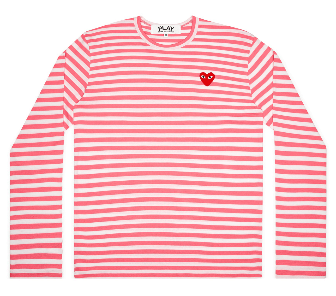 Comme-des-Garcons-Play-Long-Sleeved-T-Shirt-With-Red-Emblem-Men-Pink-1