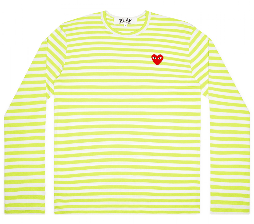 Comme-des-Garcons-Play-Long-Sleeved-T-Shirt-With-Red-Emblem-Women-Green-1
