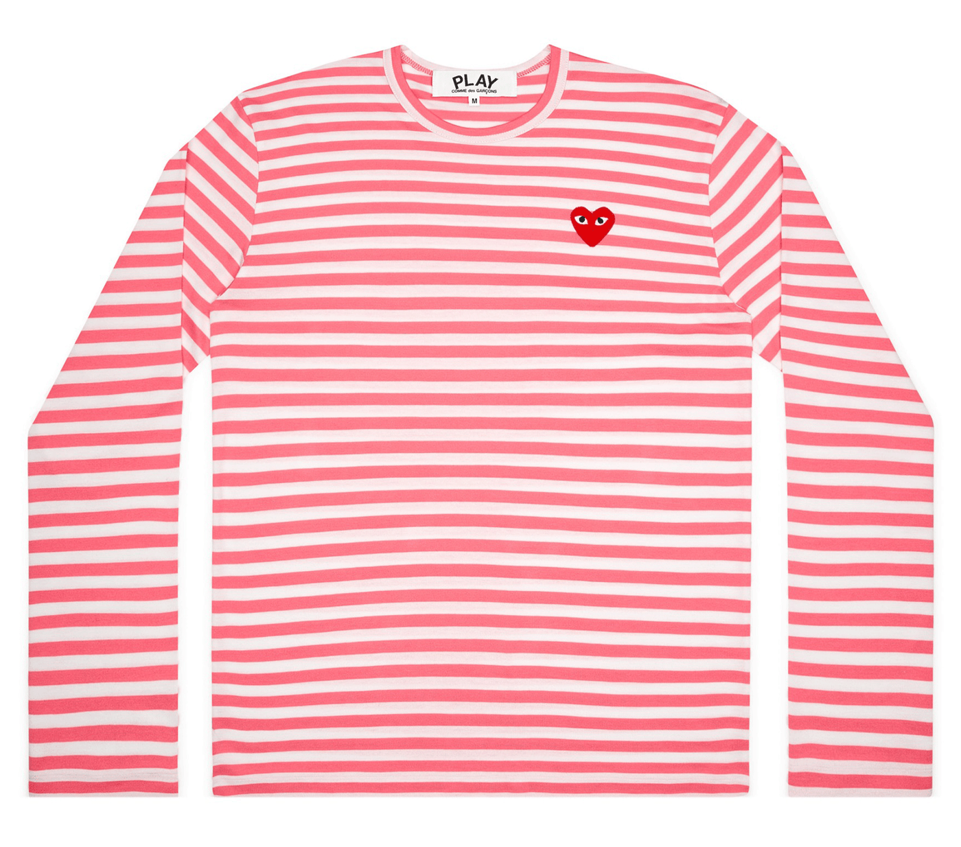 Comme-des-Garcons-Play-Long-Sleeved-T-Shirt-With-Red-Emblem-Women-Pink-1