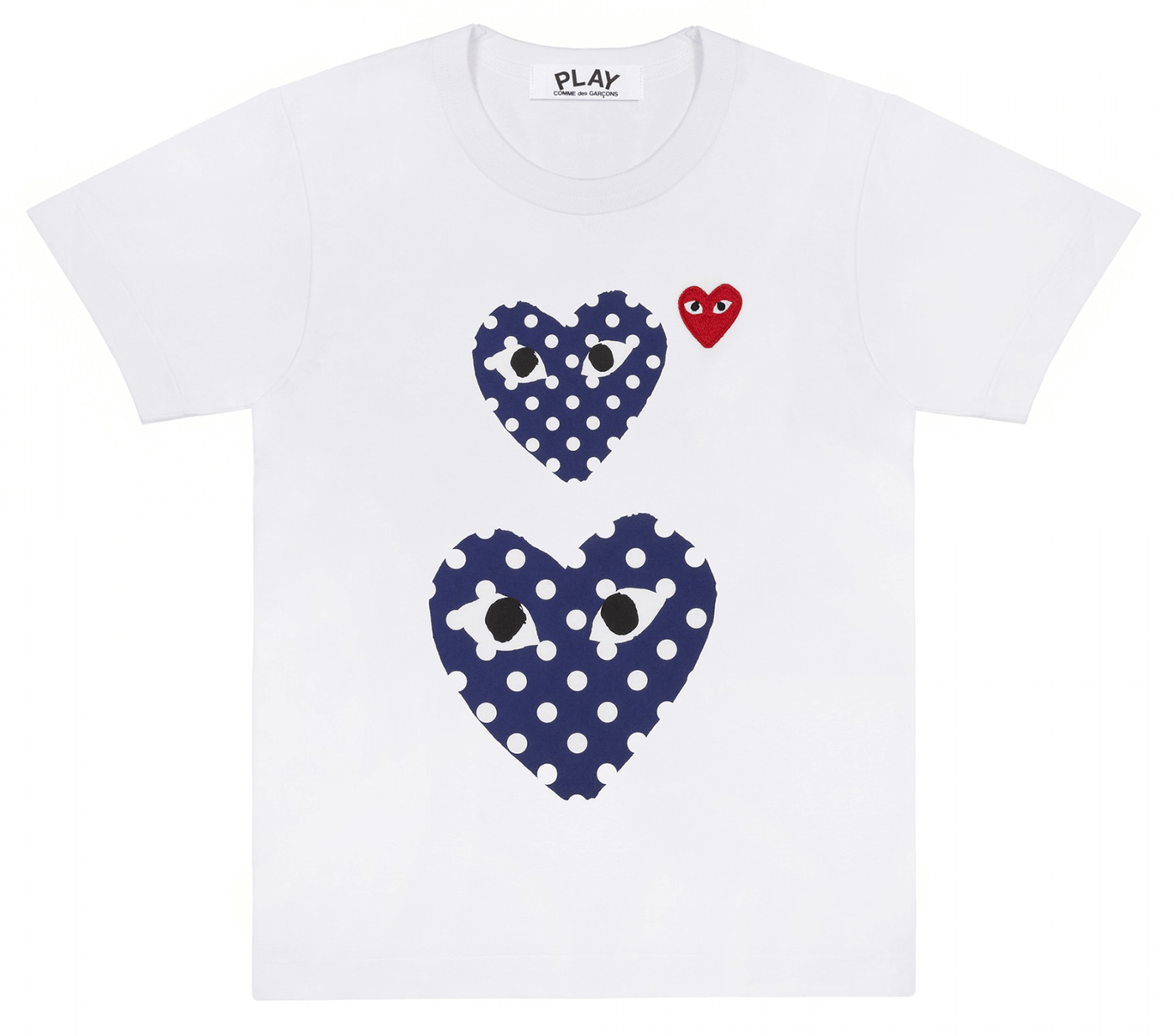 Tee With Polka Dot Double Heart Printed Men White