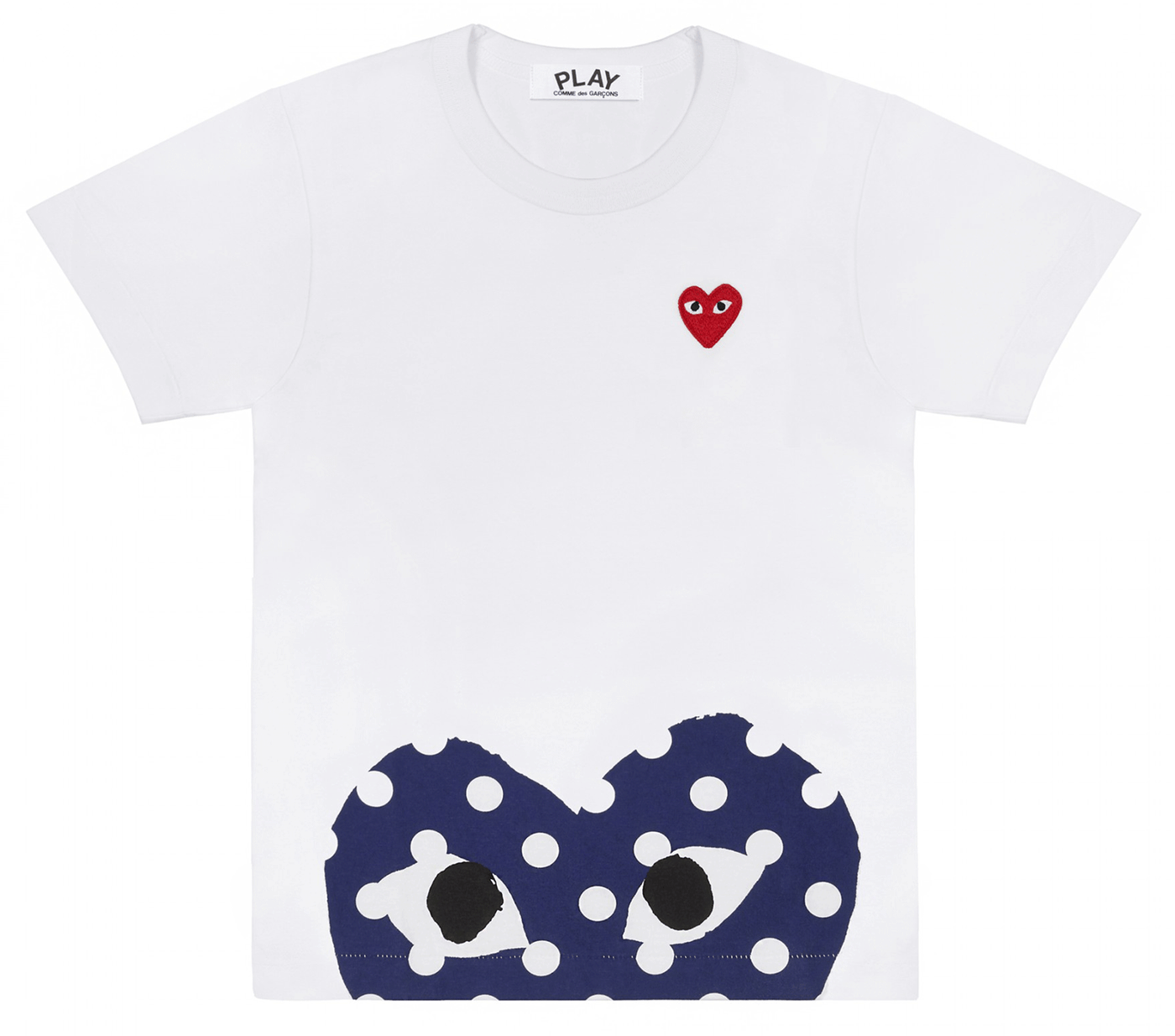 Tee With Polka Dot Edge Heart Printed Men White
