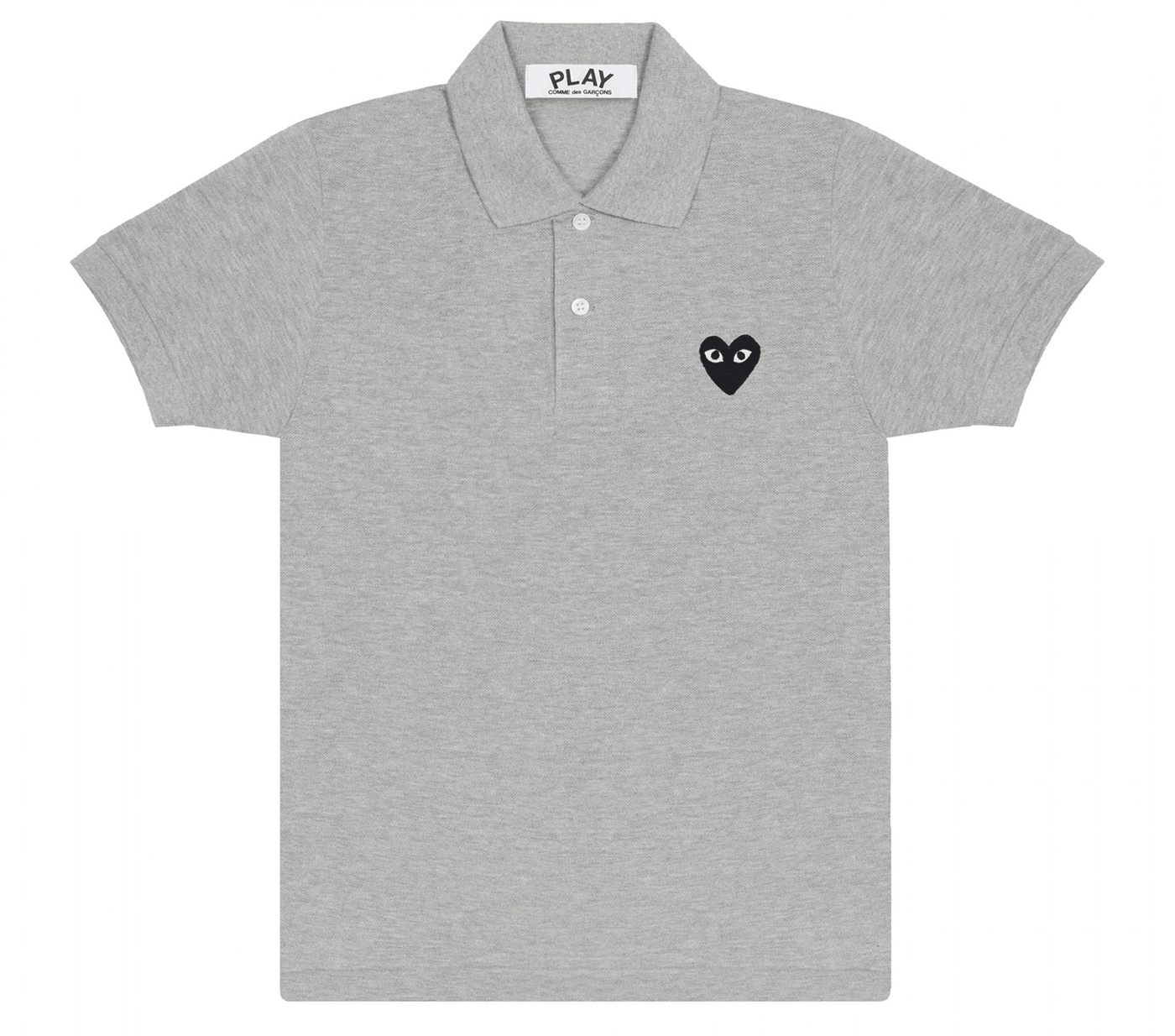 Comme-des-Garcons-Play-Polo-Shirt-with-Black-Emblem-Women-Grey-1
