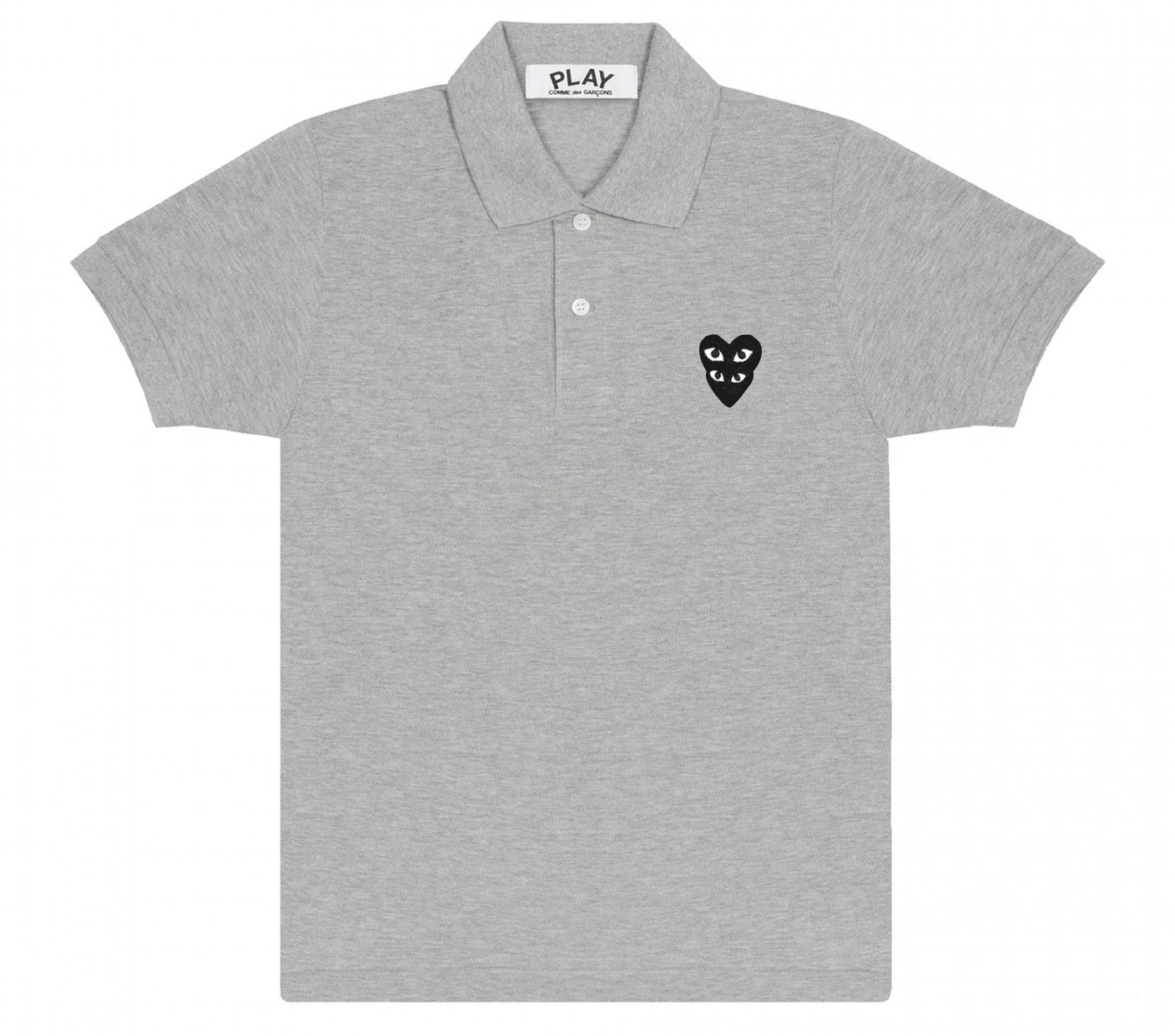 Comme-des-Garcons-Play-Polo-Shirt-with-Double-Black-Emblem-Women-Grey-1