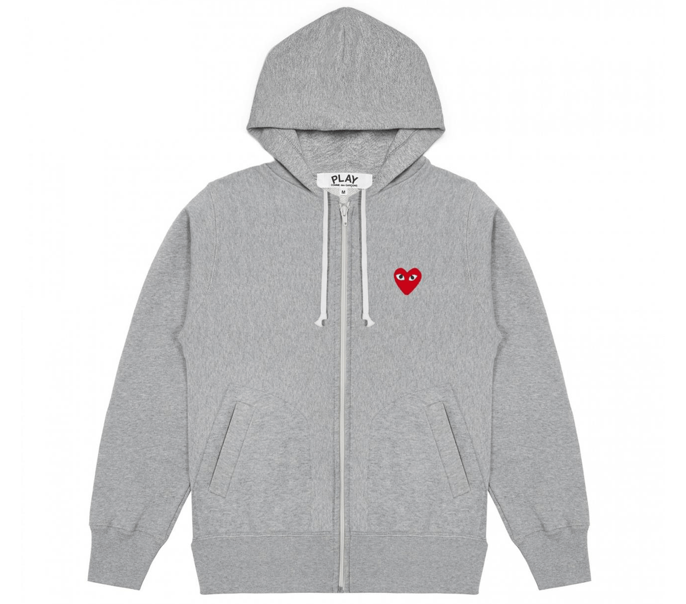 Comme-des-Garcons-Play-Red-Emblem-Zip-Up-Hoodie-Women-Grey-1