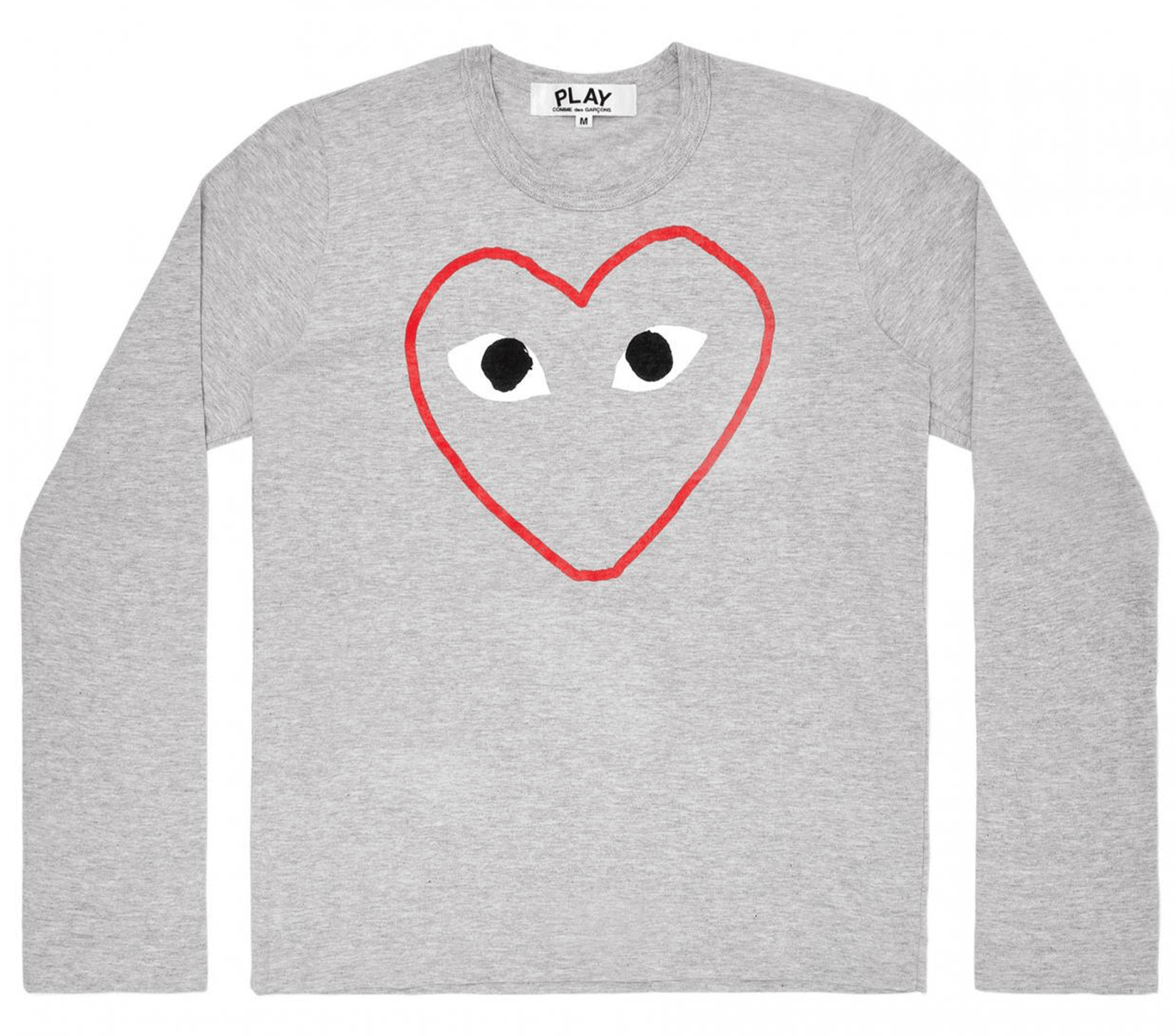 Comme-des-Garcons-Play-Red-Heart-Border-Long-Sleeve-T-Shirt-Women-Grey-1
