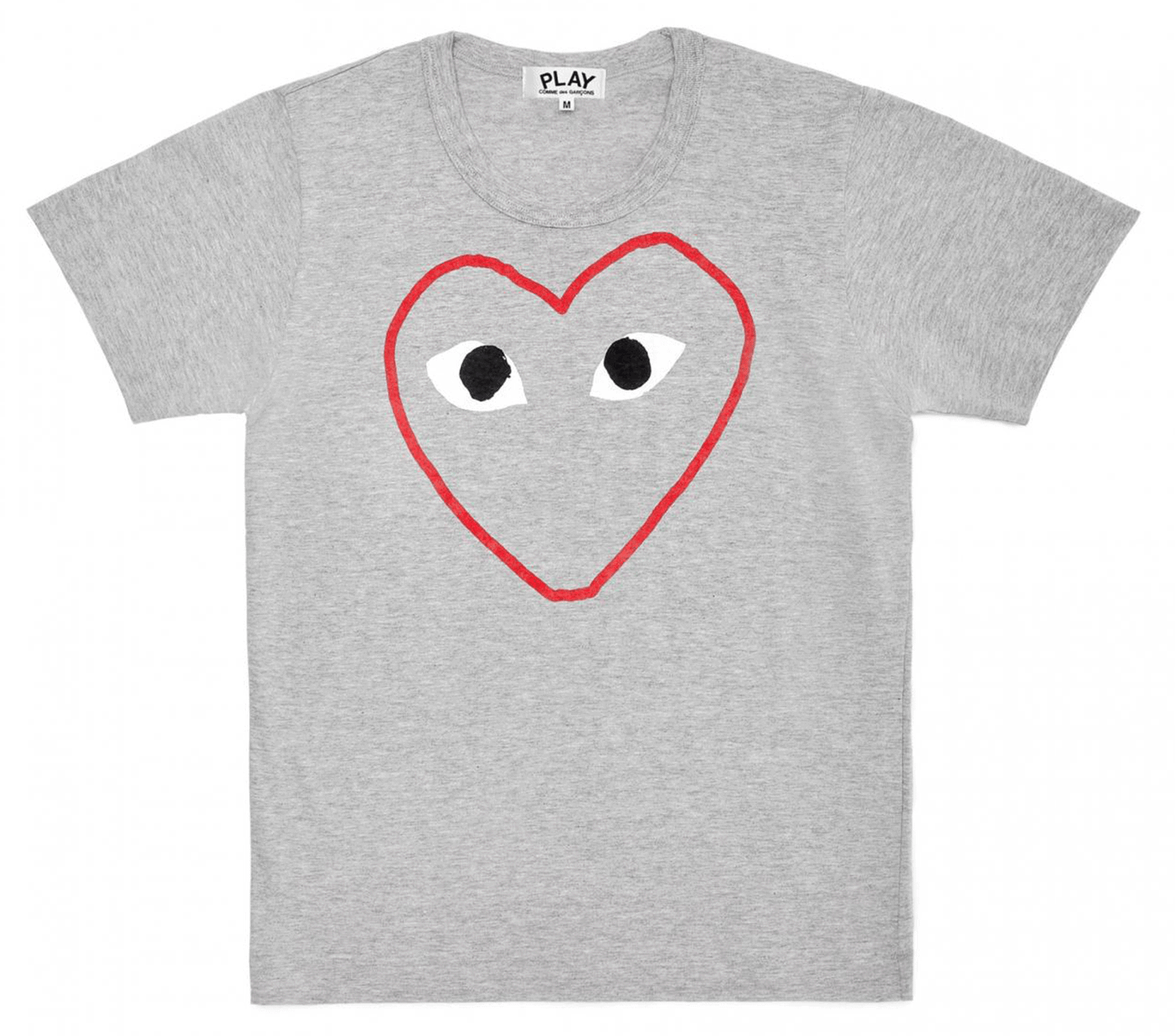 Comme-des-Garcons-Play-Red-Heart-Border-T-Shirt-Women-Grey-1