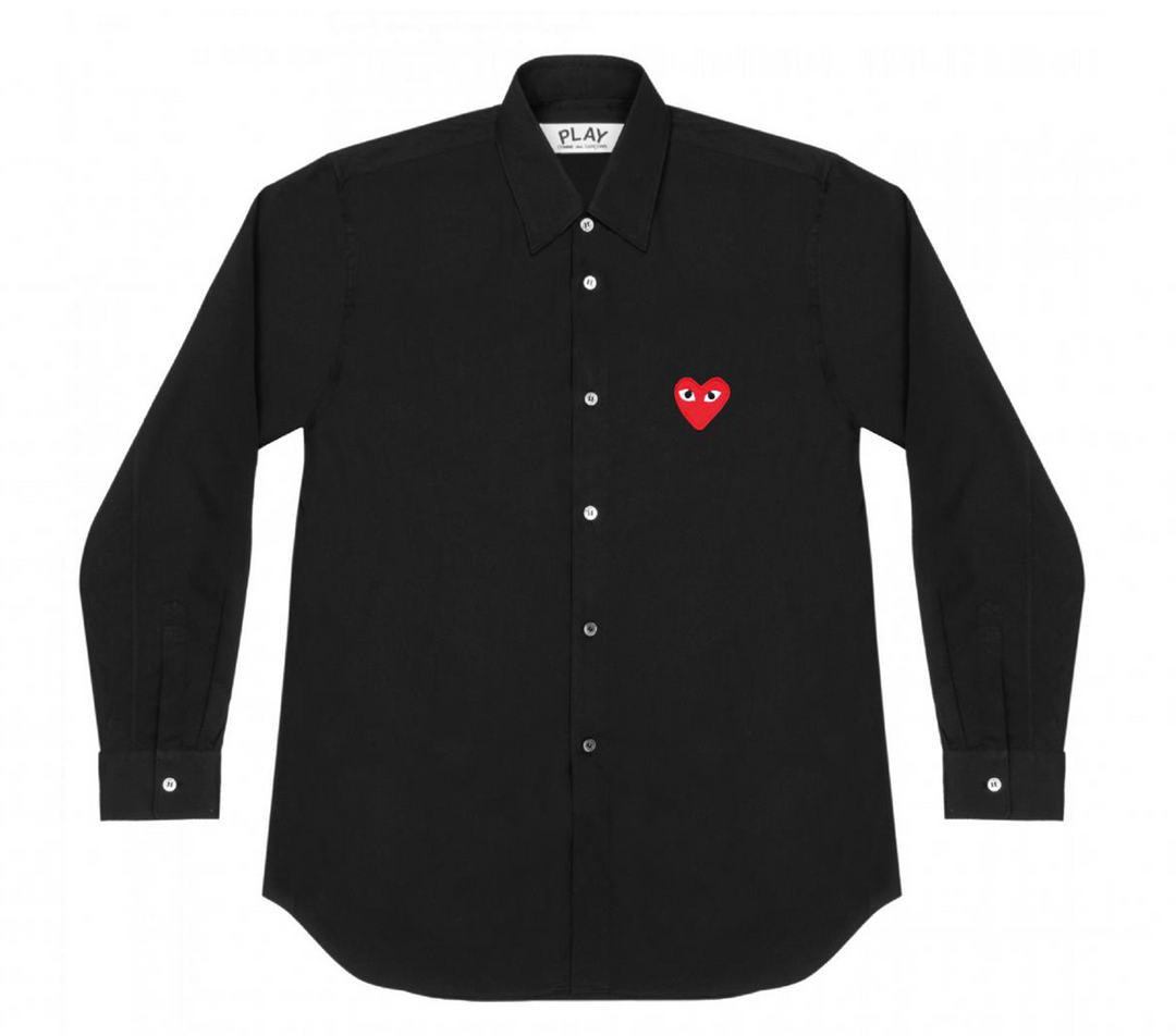 Comme des Garcons Play Red Heart Long Sleeve Shirt Women Black 1