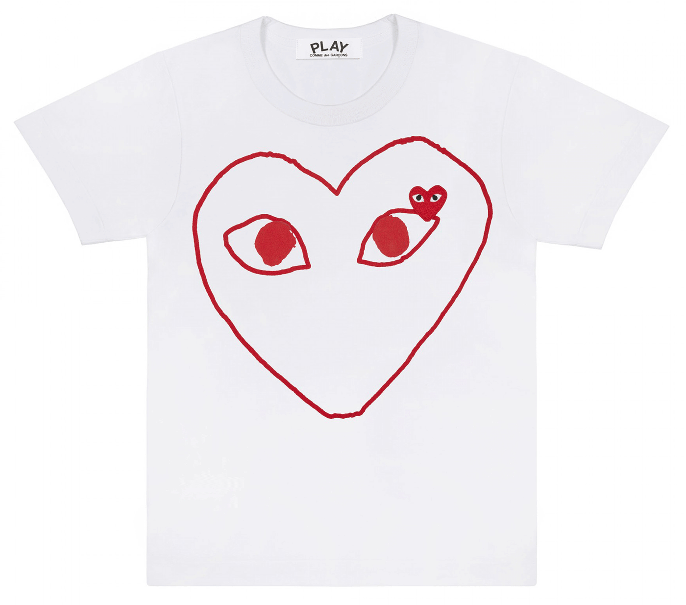 Comme-des-Garcons-Play-Red-Heart-Outline-T-Shirt-Men-White-1