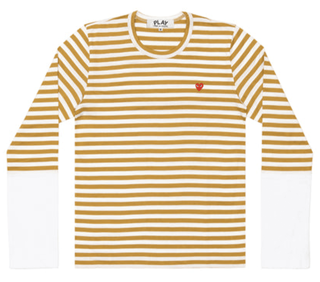 Comme-des-Garcons-Play-Stripe-White-Sleeve-Bi-Colour-T-shirt-Men-Green-1