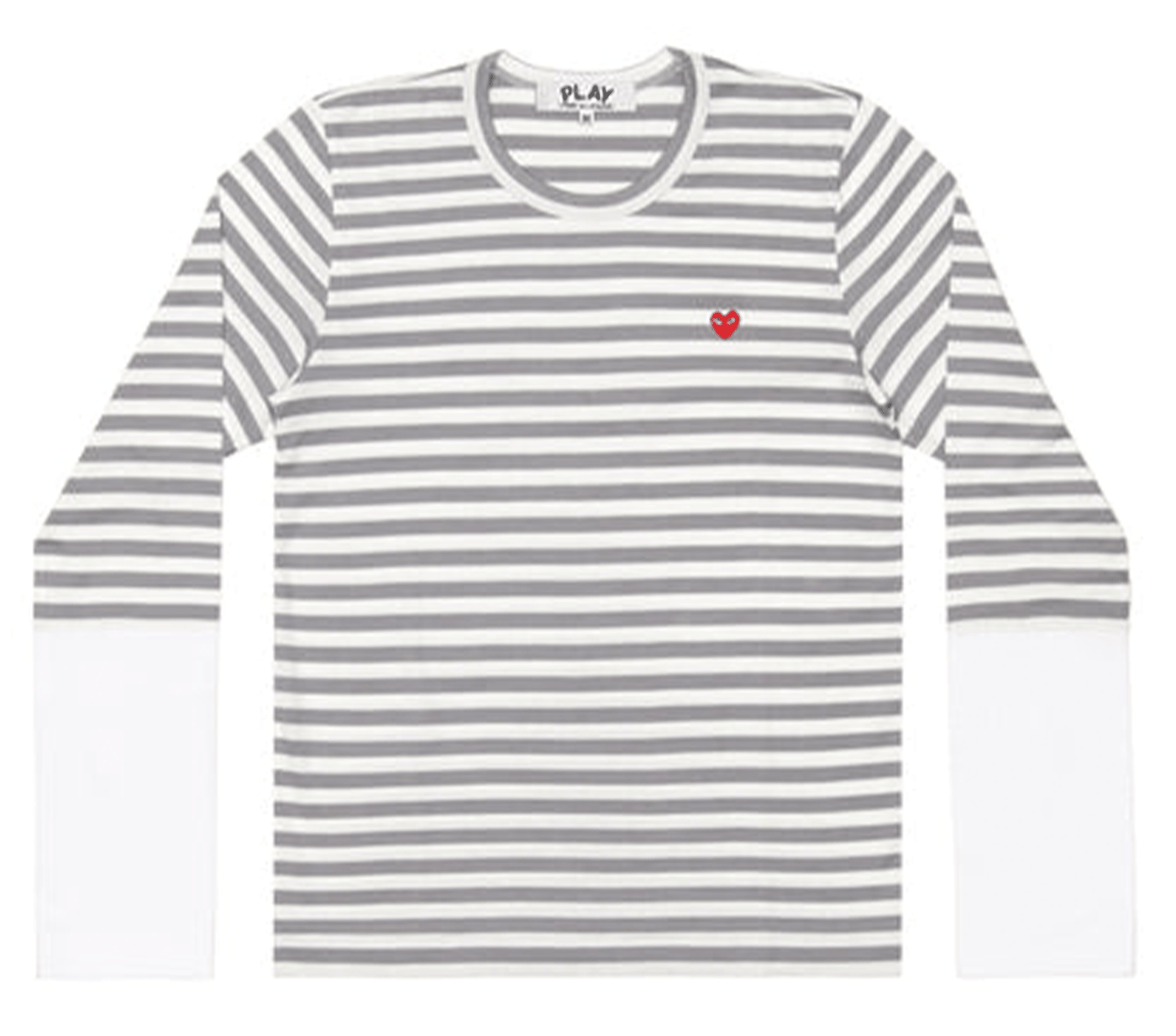 Comme-des-Garcons-Play-Stripe-White-Sleeve-Bi-Colour-T-shirt-Men-Grey-1