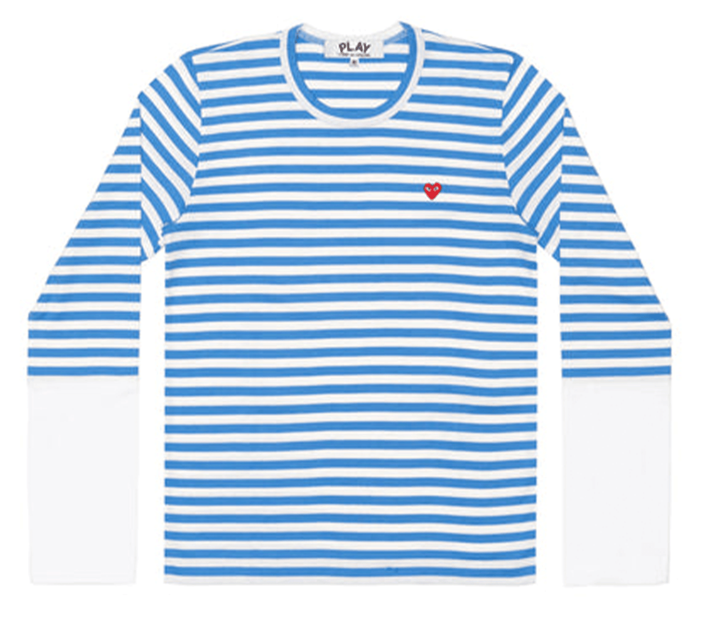 Comme-des-Garcons-Play-Stripe-White-Sleeve-Bi-Colour-T-shirt-Women-Blue-1