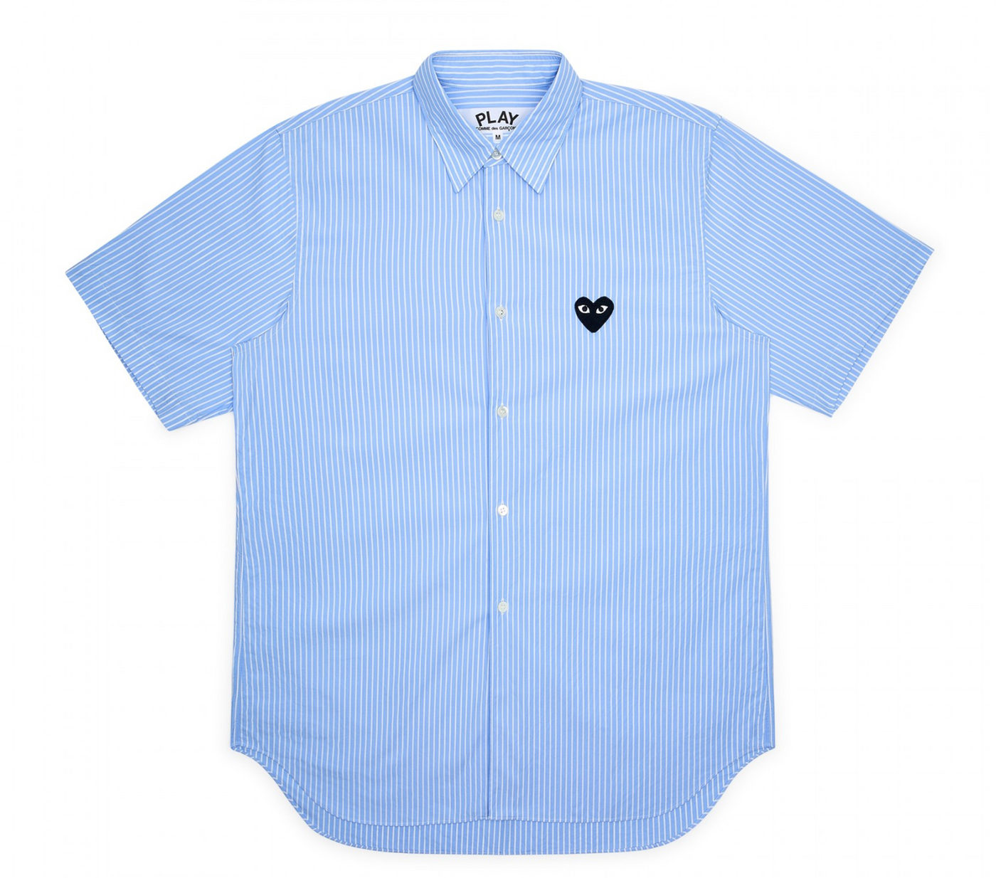 Comme des Garcons Play Striped Shirt With Black Heart Men Light Blue 1
