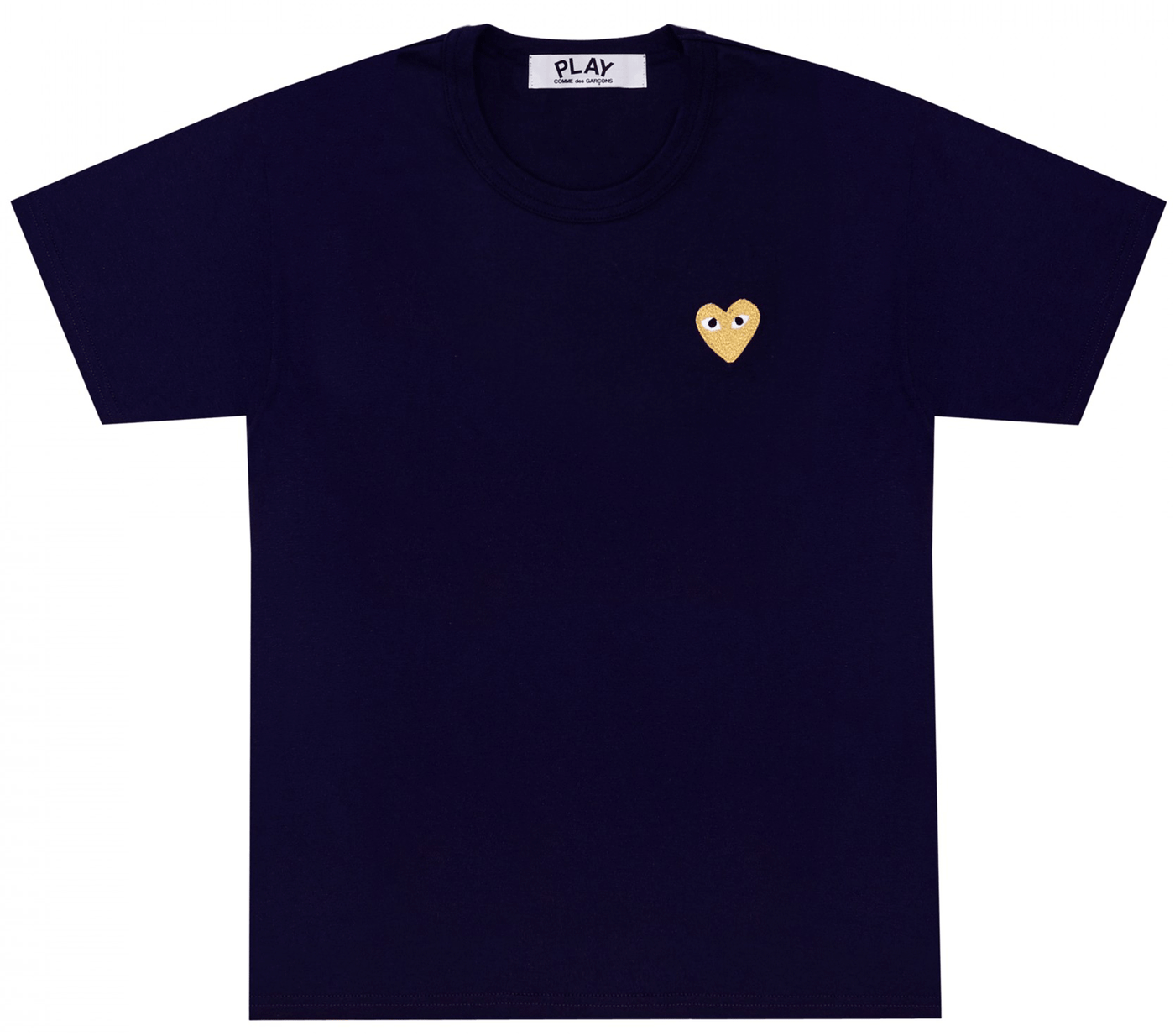 Comme-des-Garcons-Play-T-Shirt-With-Gold-Emblem-Women-Blue-1