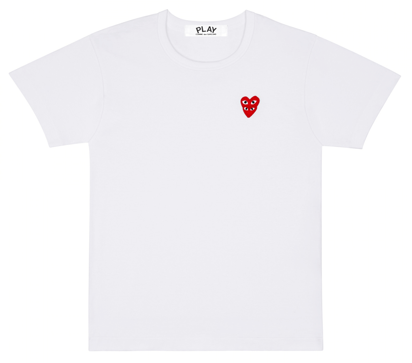 Comme-des-Garcons-Play-T-Shirt-With-Stacked-Red-Emblem-Women-White-1