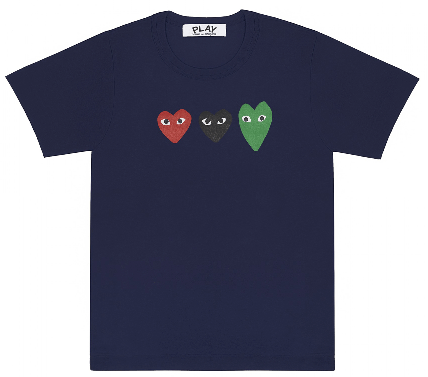 Comme-des-Garcons-Play-Triple-Heart-T-Shirt-Women-Blue-1