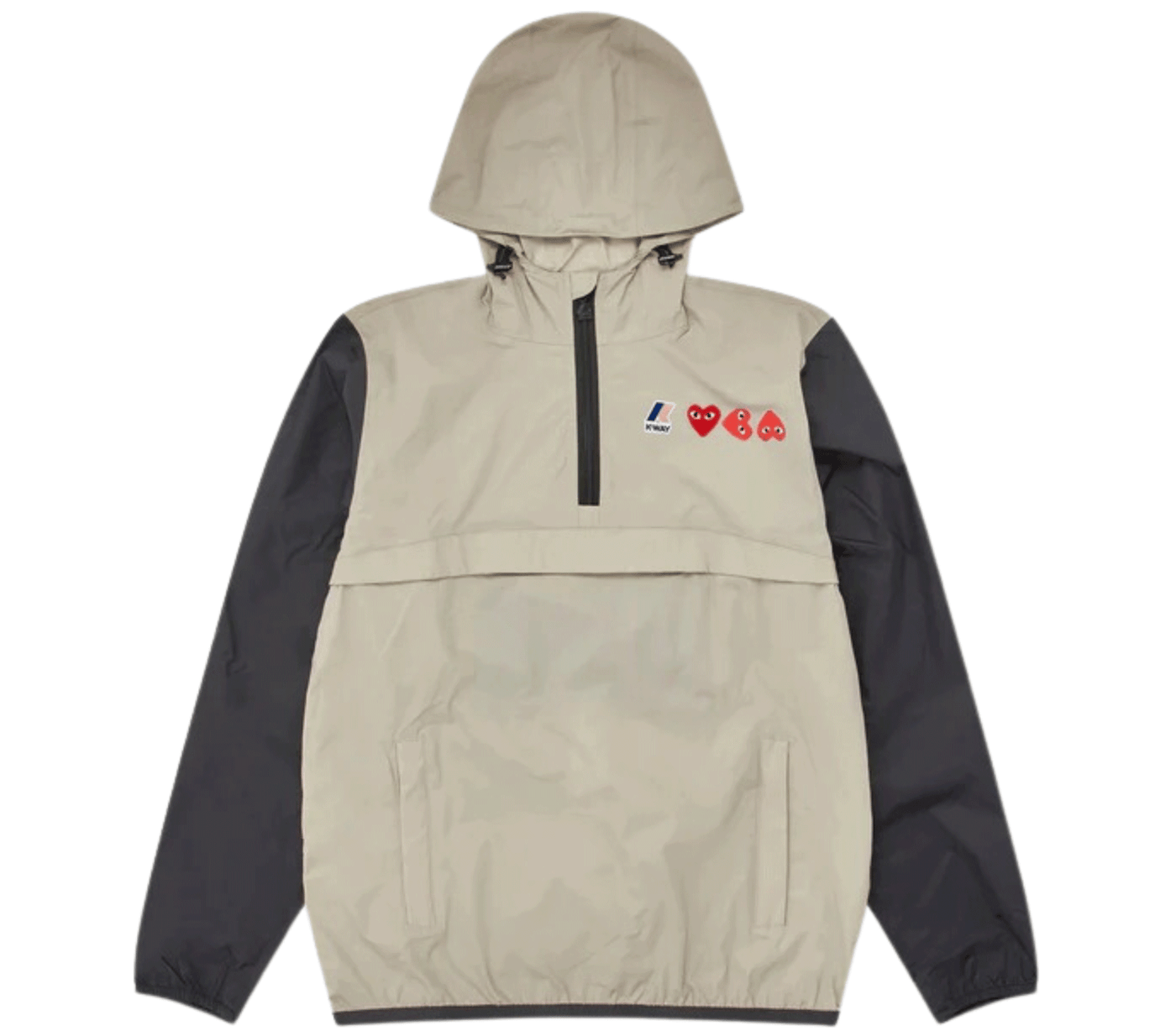 Play CDG x K Way Half Zip Jacket Beige Black