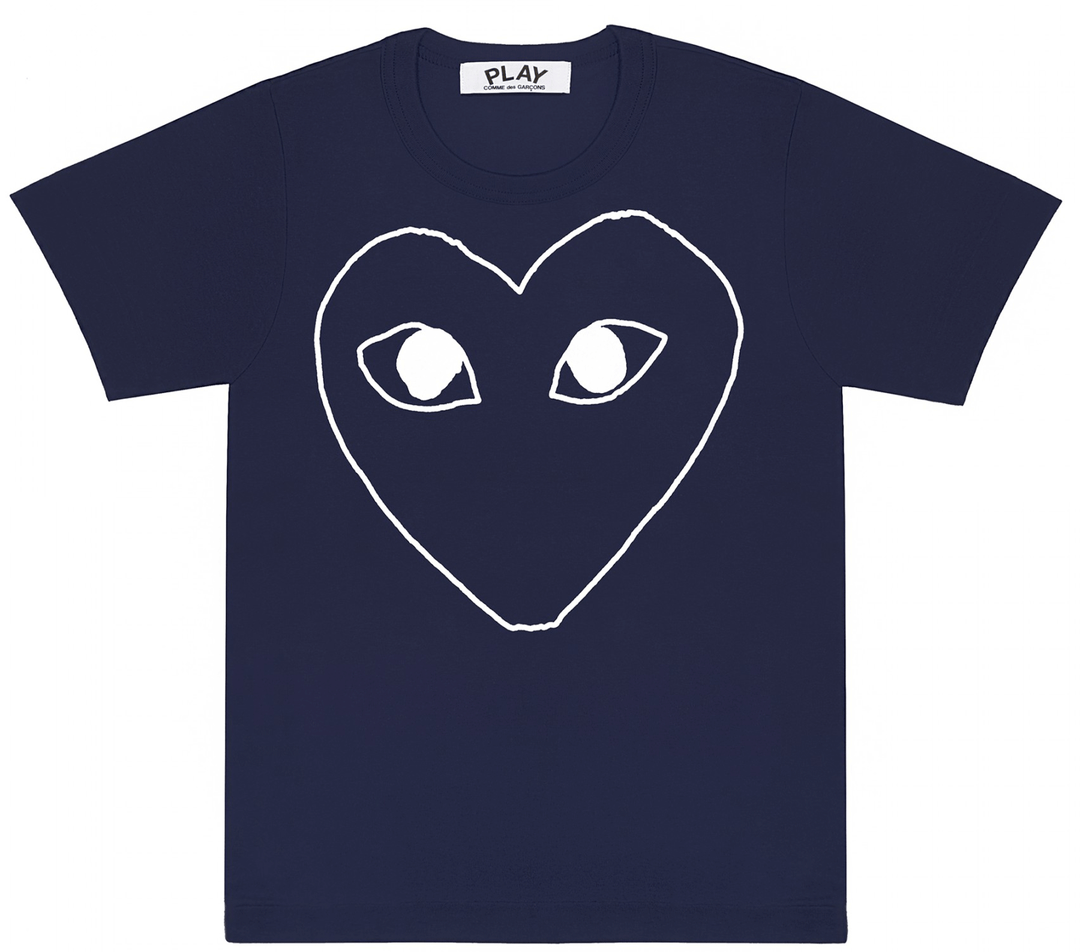 Comme-des-Garcons-Play-White-Heart-Border-T-Shirt-Men-Blue-1